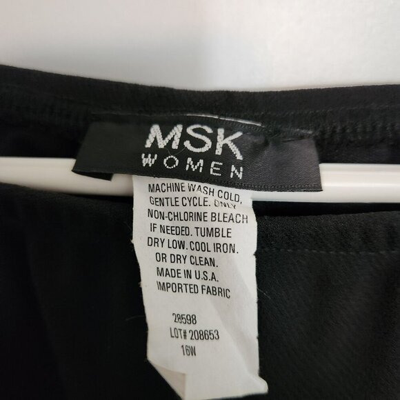 MSK Women's Classic Black Size 16W 100% Polyester Elastic Waist A-Line Skirt - Picture 2 of 2